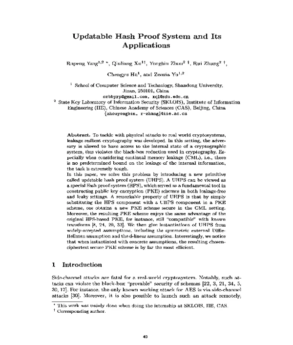 UpdatableHashProofSystemandItsApplications