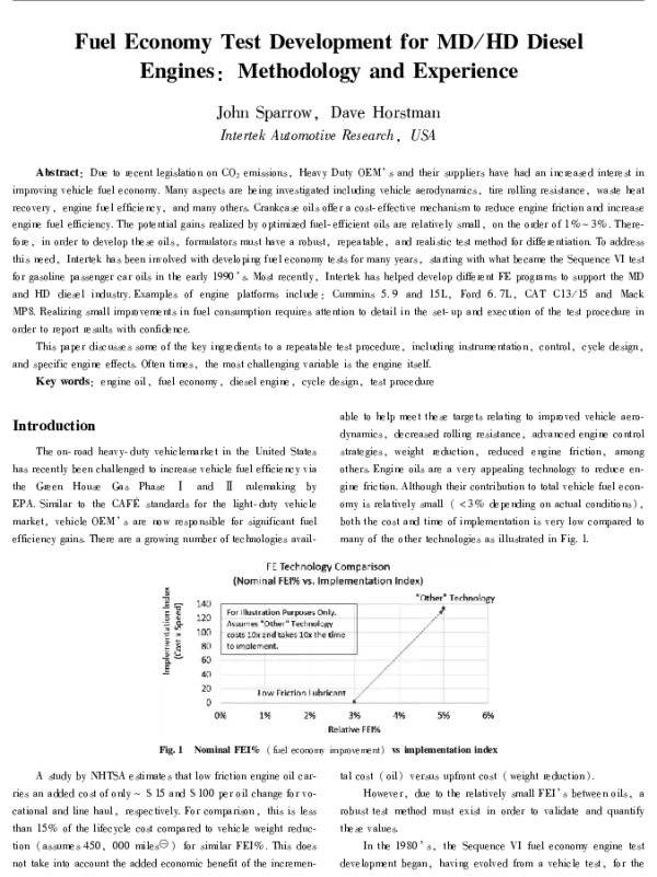 FuelEconomyTestDevelopmentforMDHDDieselEnginesMethodologyandExperience