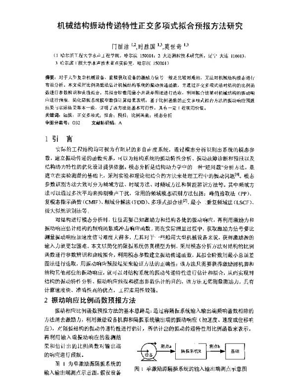 机械结构振动传递特性正交多项式拟合预报方法研究