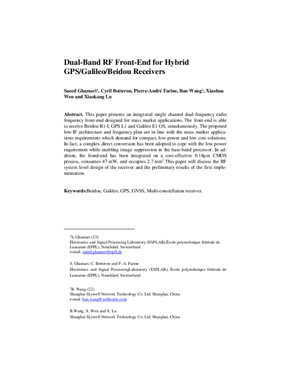 Dual-BandRFFront-EndforHybridGPSGalileoBeidouReceivers
