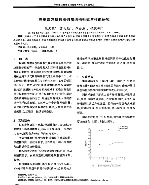 纤维增强塑料排烟筒结构形式与性能研究