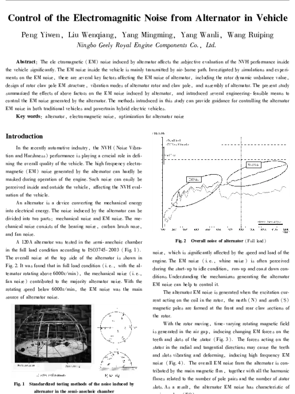 ControloftheElectromagniticNoisefromAlternatorinVehicle