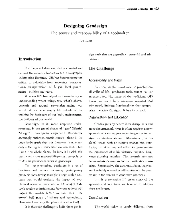 DesigningGeodesign--Thepowerandresponsibilityofatoolmaker