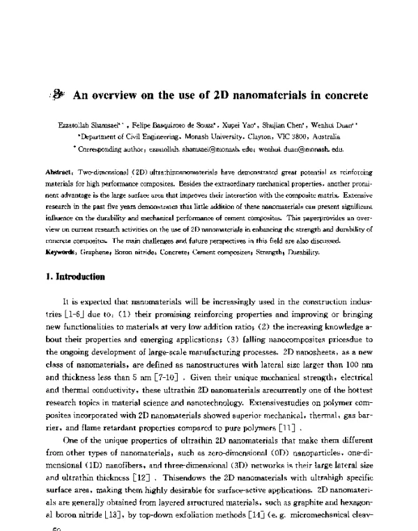 Anoverviewontheuseof2Dnanomaterialsinconcrete