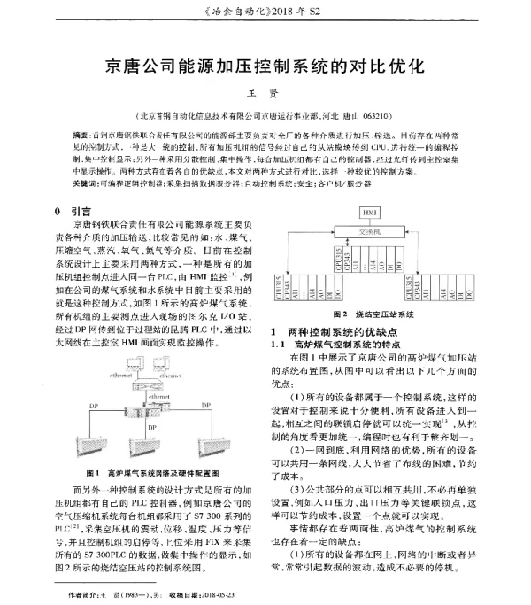 京唐公司能源加压控制系统的对比优化