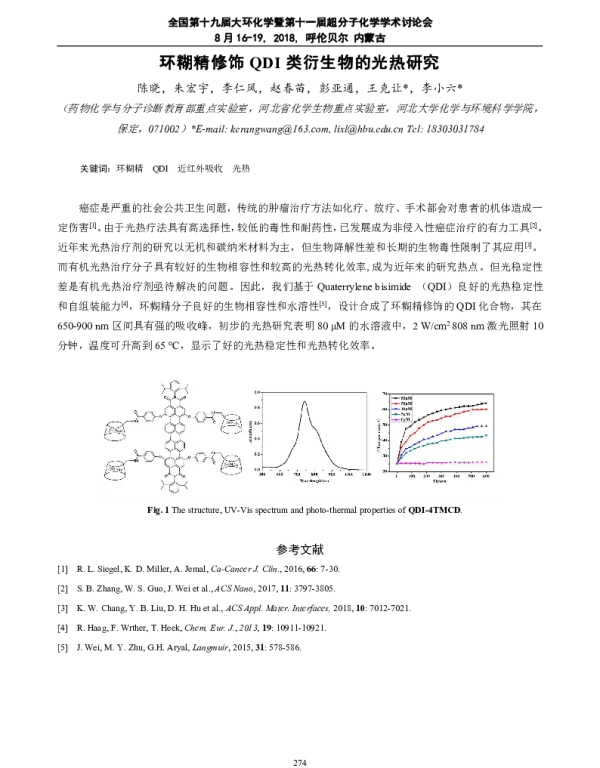 环糊精修饰QDI类衍生物的光热研究