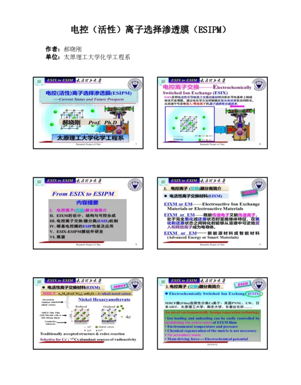 电控(活性)离子选择渗透膜(ESIPM)