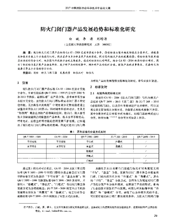 防火门闭门器产品发展趋势和标准化研究