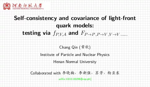 Self-consistencyandcovarianceoflight-frontquarkmodelstestingviafPVAandFP→PP→VV→V……