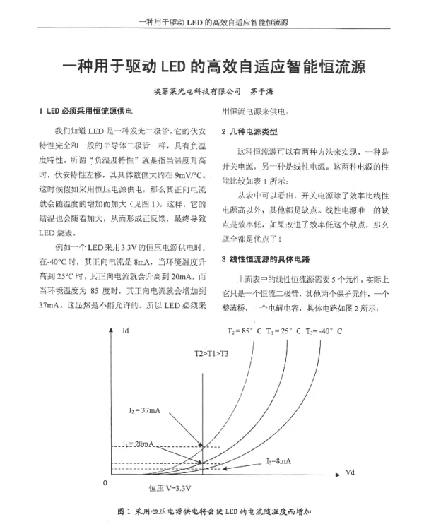 一种用于驱动LED的高效自适应智能恒流源