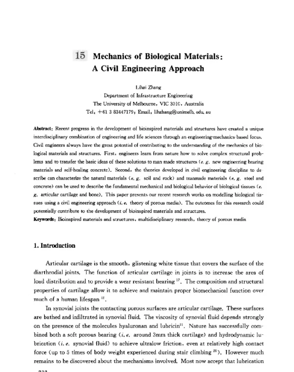 MechanicsofBiologicalMaterialsACivilEngineeringApproach