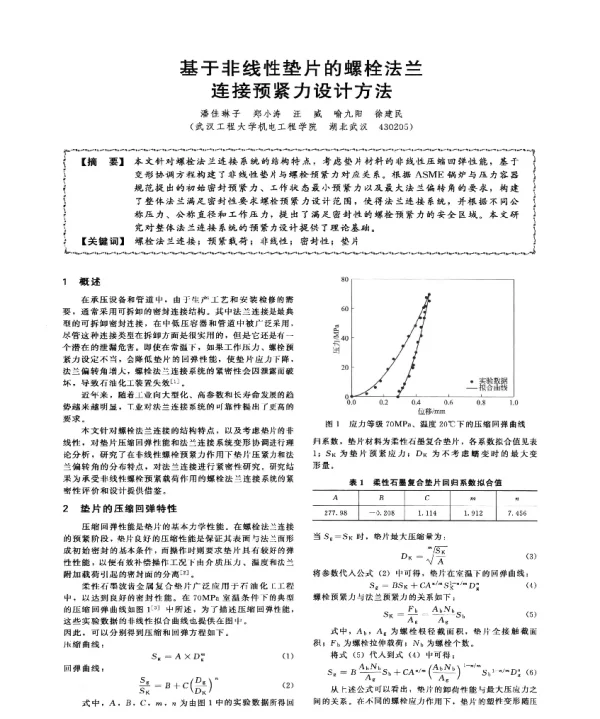 基于非线性垫片的螺栓法兰连接预紧力设计方法
