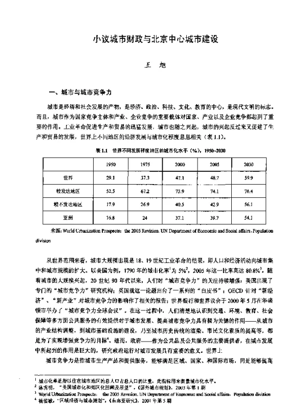 小议城市财政与北京中心城市建设