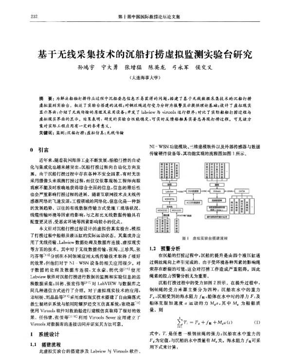 基于无线采集技术的沉船打捞虚拟监测实验台研究