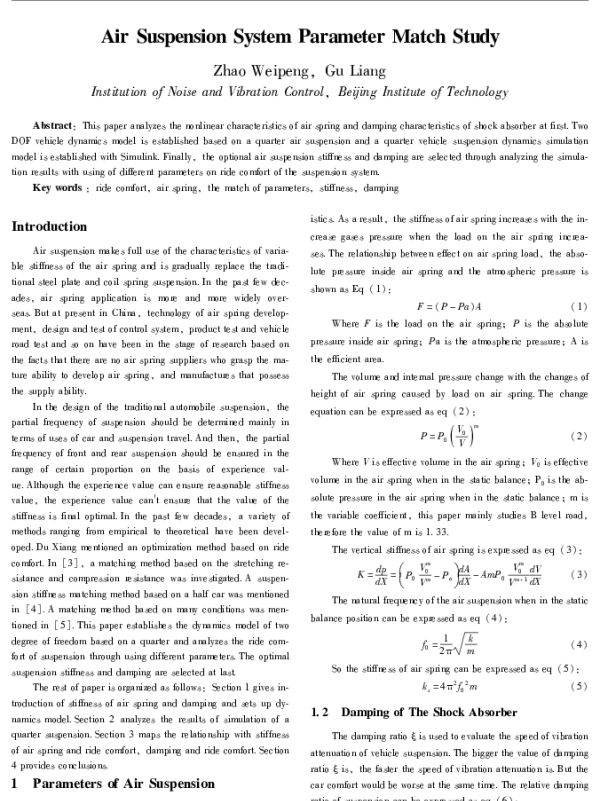 AirSuspensionSystemParameterMatchStudy