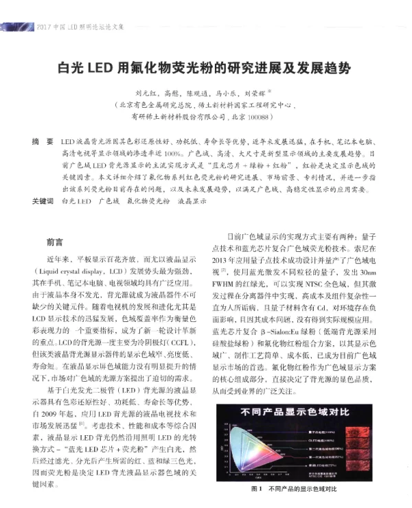 白光LED用氟化物荧光粉的研究进展及发展趋势