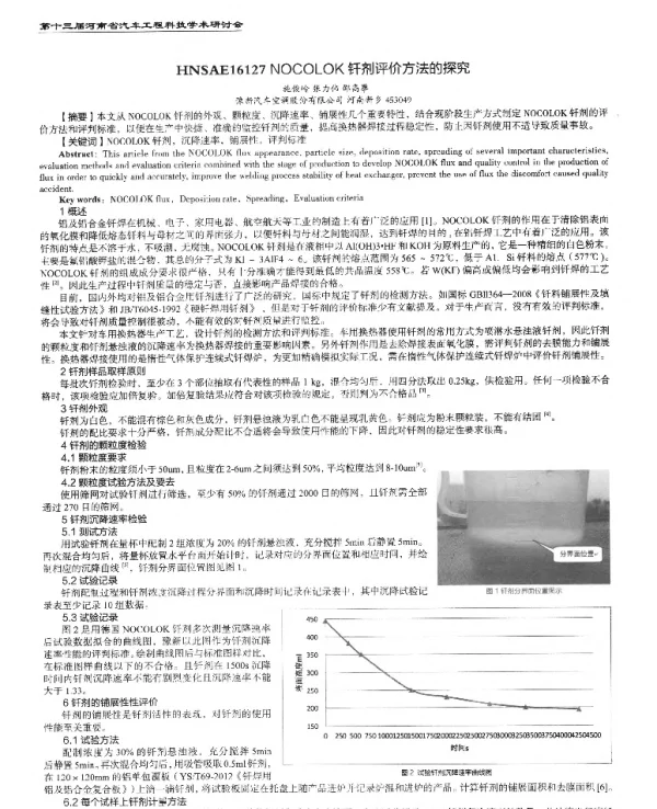 NOCOLOK钎剂评价方法的探究