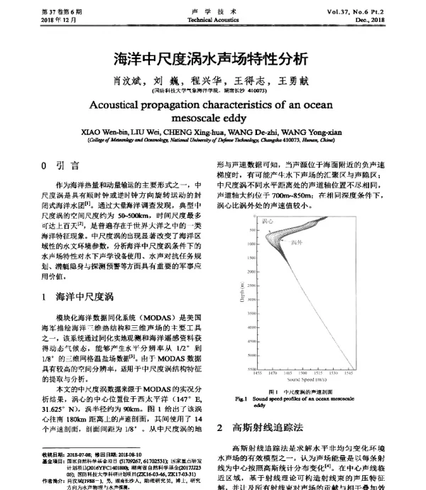 海洋中尺度涡水声场特性分析