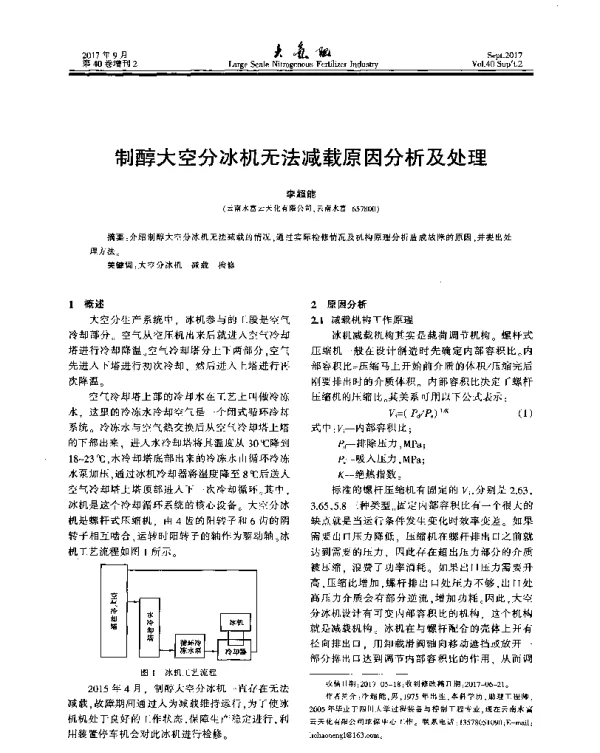 制醇大空分冰机无法减载原因分析及处理