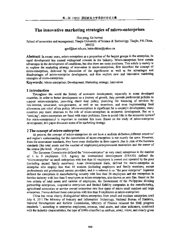 Theinnovativemarketingstrategiesofmicro-enterprises