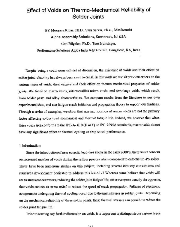 EffectofVoidsonThermo-MechanicalReliabilityofSolderJoints