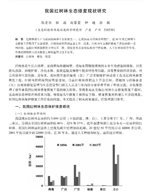 我国红树林生态修复现状研究