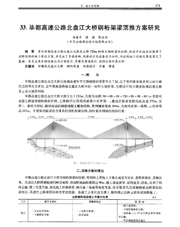毕都高速公路北盘江大桥钢桁架梁顶推方案研究