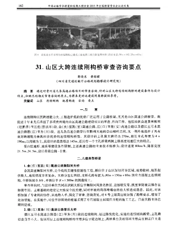 山区大跨连续刚构桥审查咨询要点