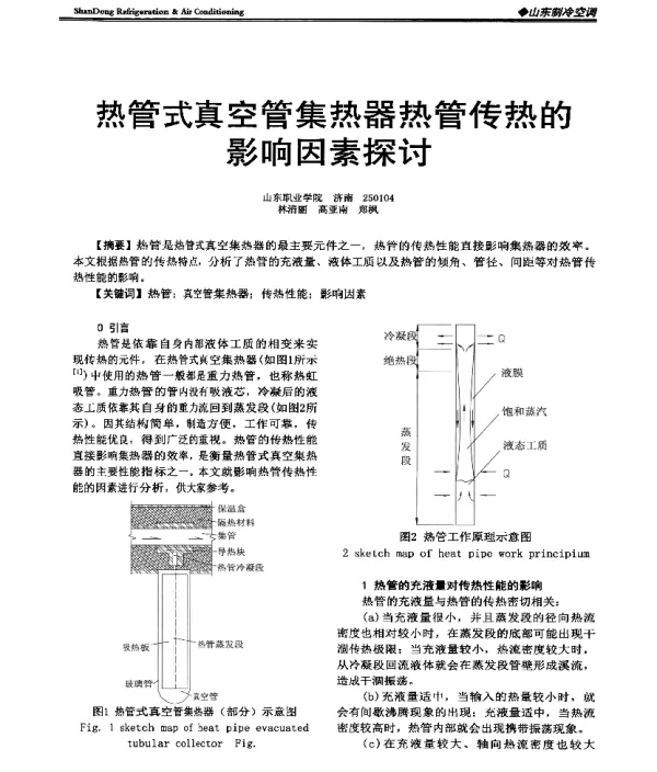 热管式真空管集热器热管传热的影响因素探讨