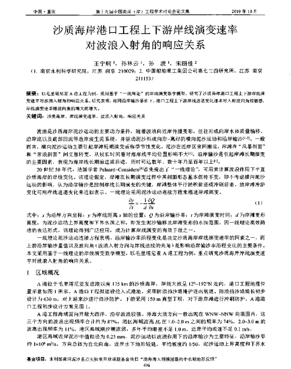 沙质海岸港口工程上下游岸线演变速率对波浪入射角的响应关系