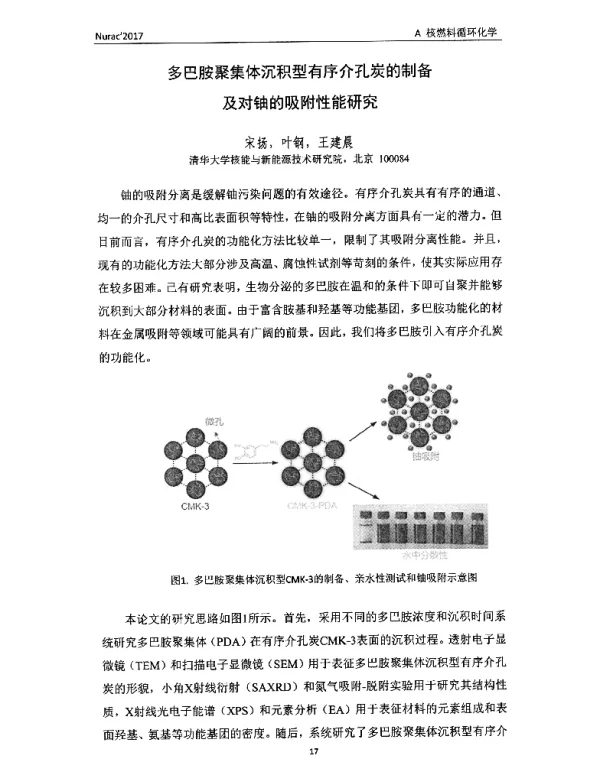 多巴胺聚集体沉积型有序介孔炭的制备及对铀的吸附性能研究
