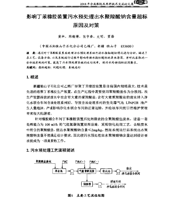 影响丁苯橡胶装置污水预处理出水聚羧酸钠含量超标原因及对策
