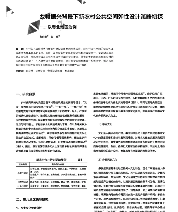 乡村振兴背景下新农村公共空间弹性设计策略初探--以粤北地区为例