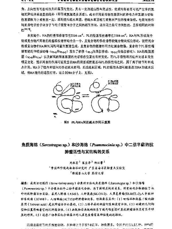 角质海绵(Sarcotragussp.)和沙海绵(Psammociniasp.)中二倍半萜的抗肿瘤活性与其结构的关系