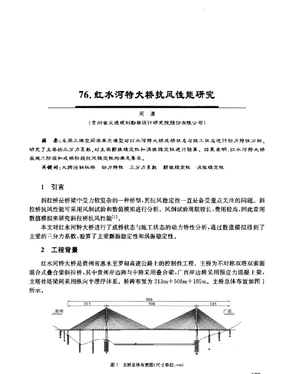 红水河特大桥抗风性能研究