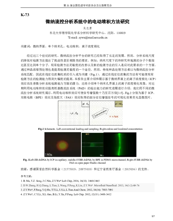 微纳流控分析系统中的电动堆积方法研究