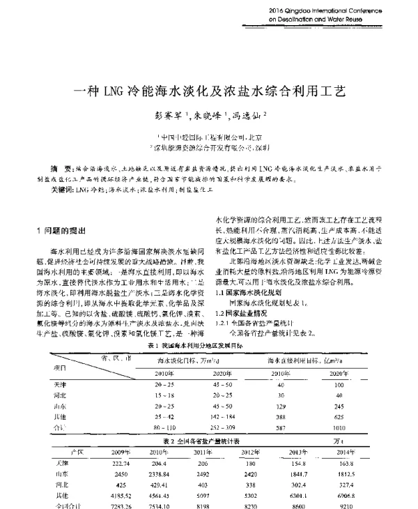 一种LNG冷能海水淡化及浓盐水综合利用工艺