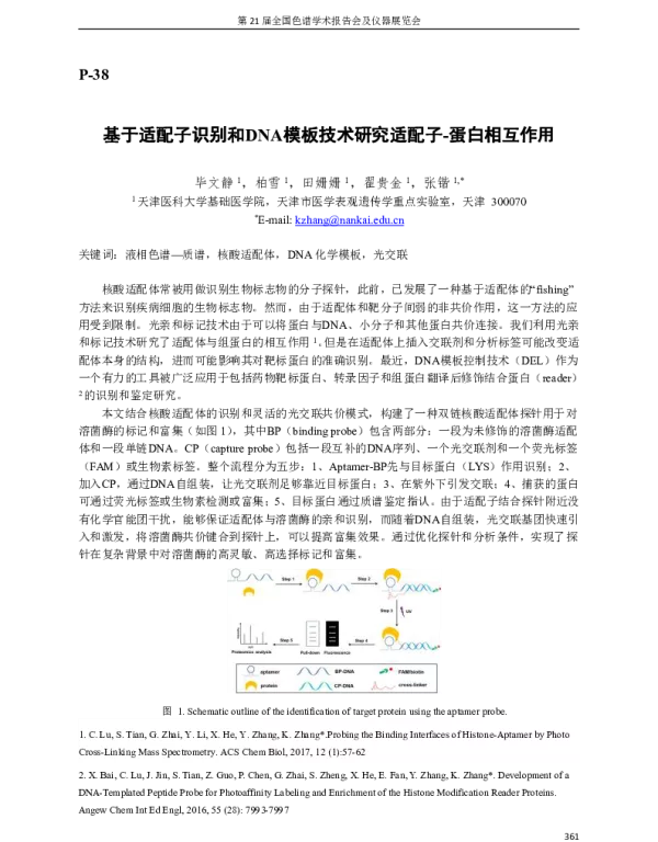 基于适配子识别和DNA模板技术研究适配子-蛋白相互作用