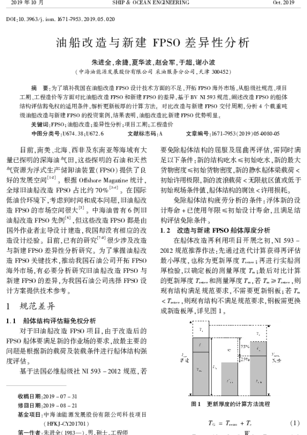 油船改造与新建FPSO差异性分析