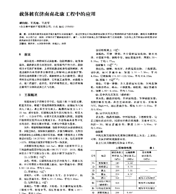 载体桩在济南南北康工程中的应用