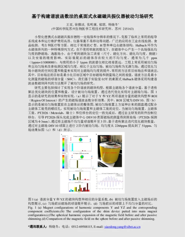 基于构建谐波函数法的桌面式永磁磁共振仪器被动匀场研究