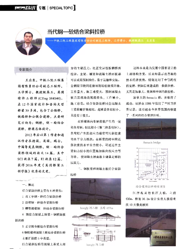 当代钢-砼结合梁斜拉桥--中铁二院工程集团有限责任公司副总工程师工学博士、教授级高工王应良