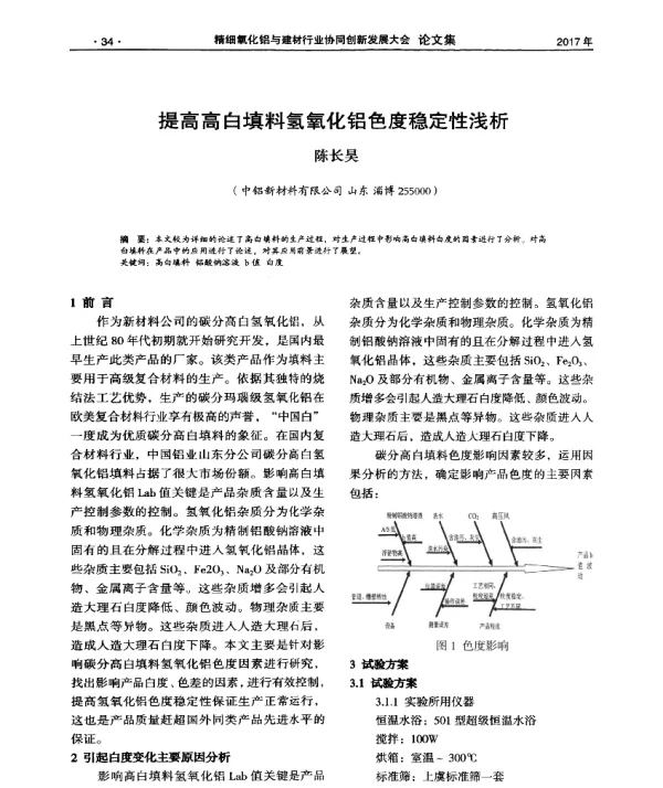 提高高白填料氢氧化铝色度稳定性浅析