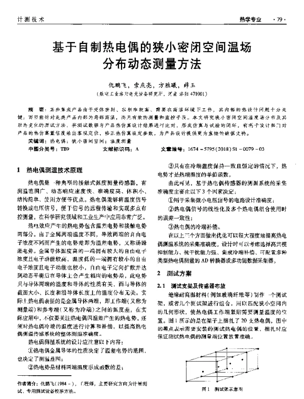 基于自制热电偶的狭小密闭空间温场分布动态测量方法