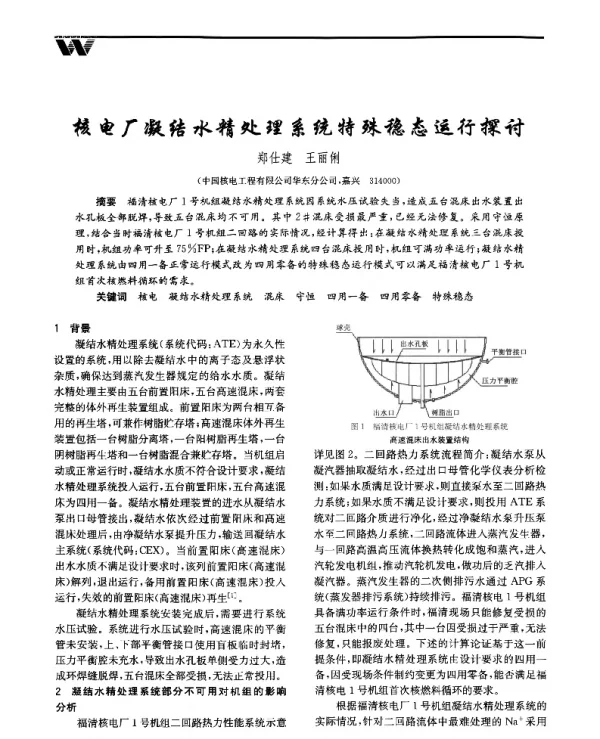 核电厂凝结水精处理系统特殊稳态运行探讨