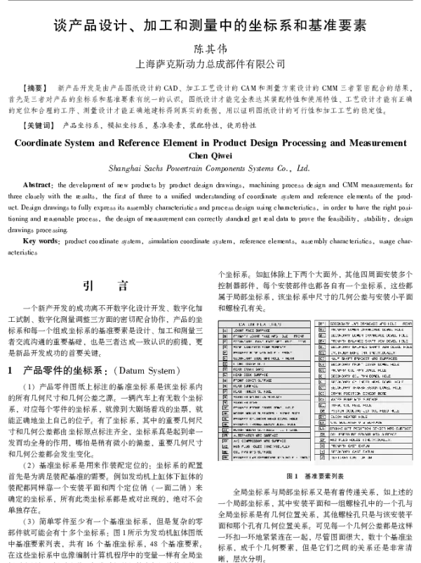 谈产品设计、加工和测量中的坐标系和基准要素