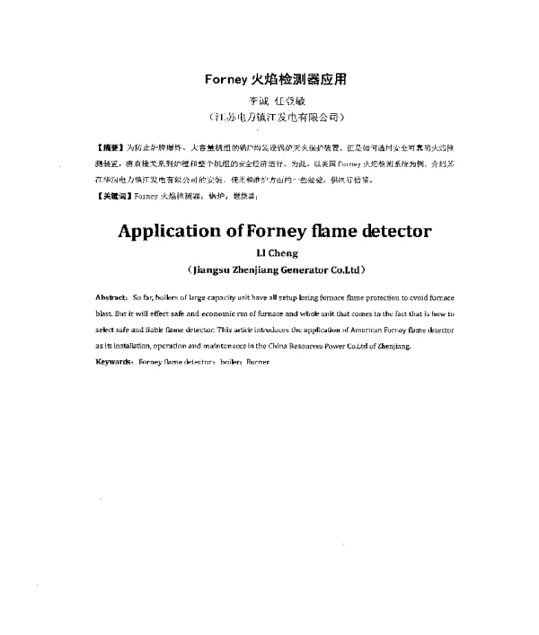 Forney火焰检测器应用