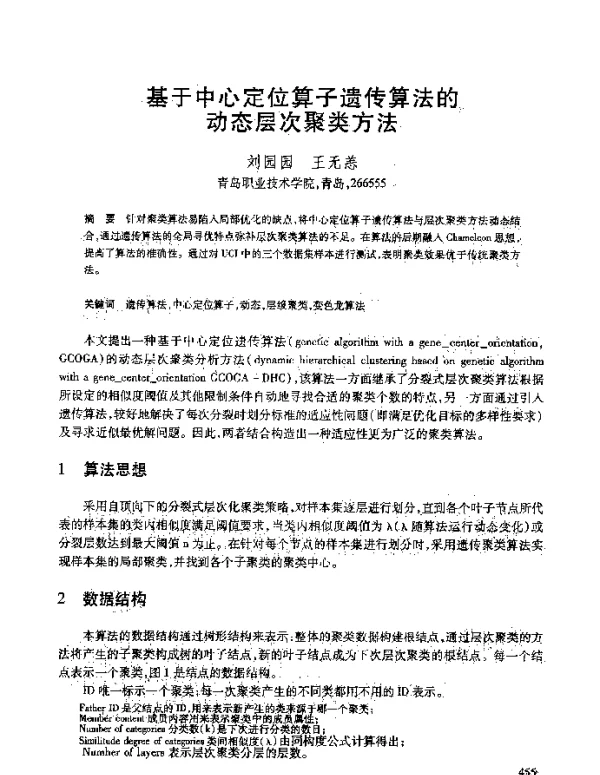 基于中心定位算子遗传算法的动态层次聚类方法