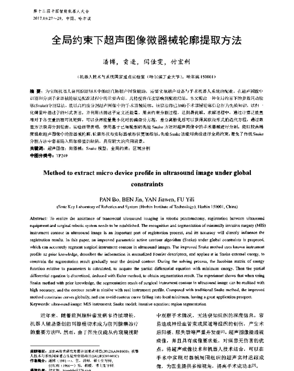 全局约束下超声图像微器械轮廓提取方法