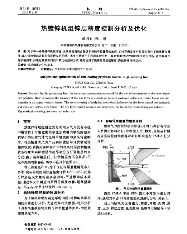 热镀锌机组锌层精度控制分析及优化